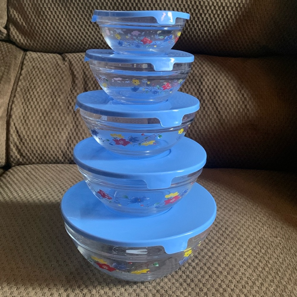 Small bowl set, 10 pieces, 5 bowls, 5 lids.